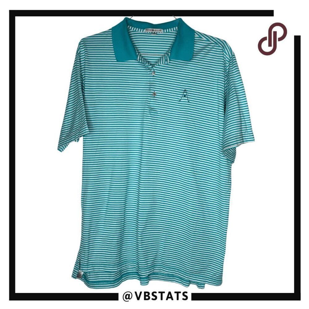 Peter Millar Men's Striped Golf Polo Shirt Blue White Size XL